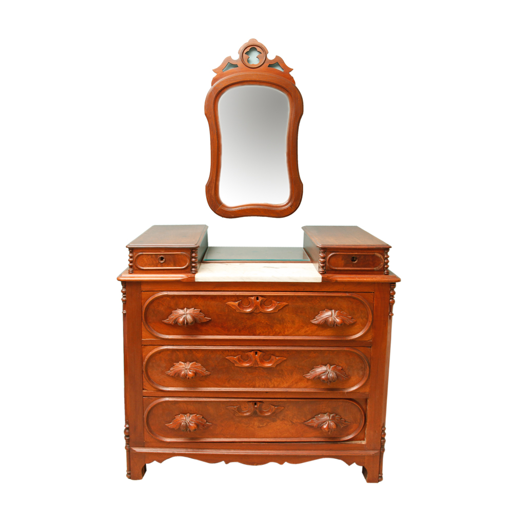Victorian Style Vanity Dresser With Mirror