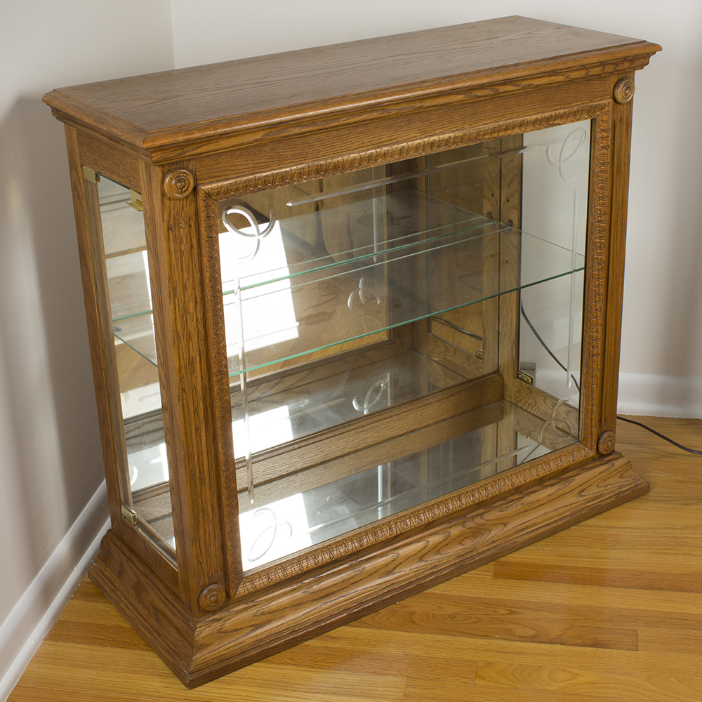 Oak Illuminated Curio Cabinet