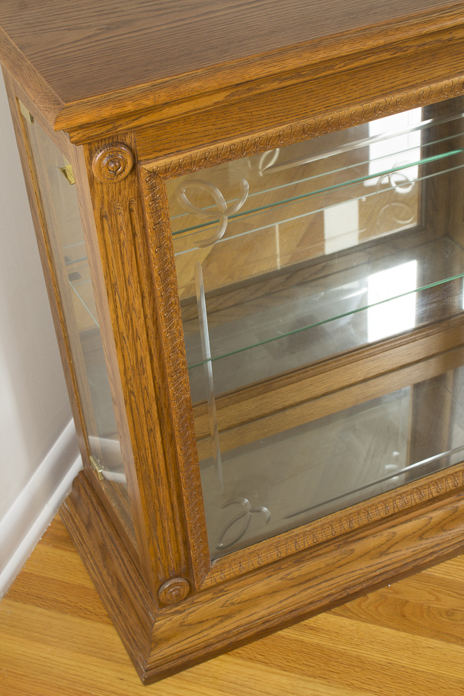 Oak Illuminated Curio Cabinet