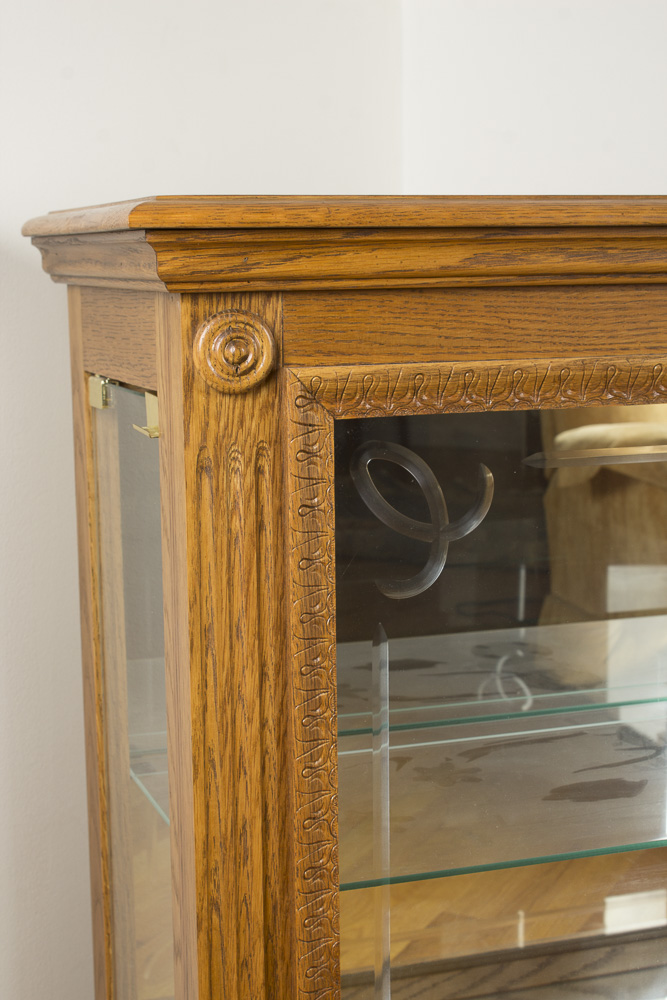 Oak Illuminated Curio Cabinet