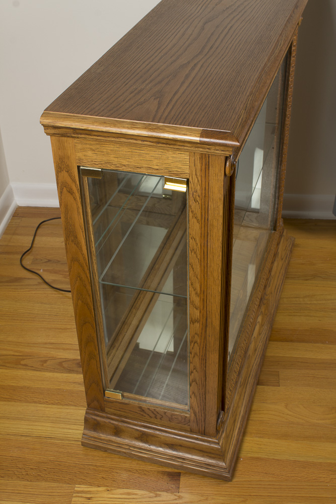 Oak Illuminated Curio Cabinet