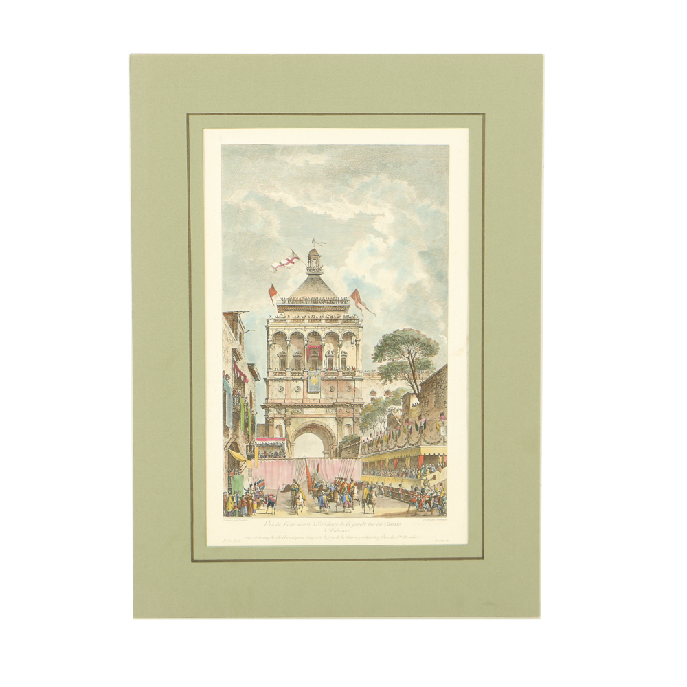 After Louis Jean Desprez Etching on Paper "Vuë de Porta..."