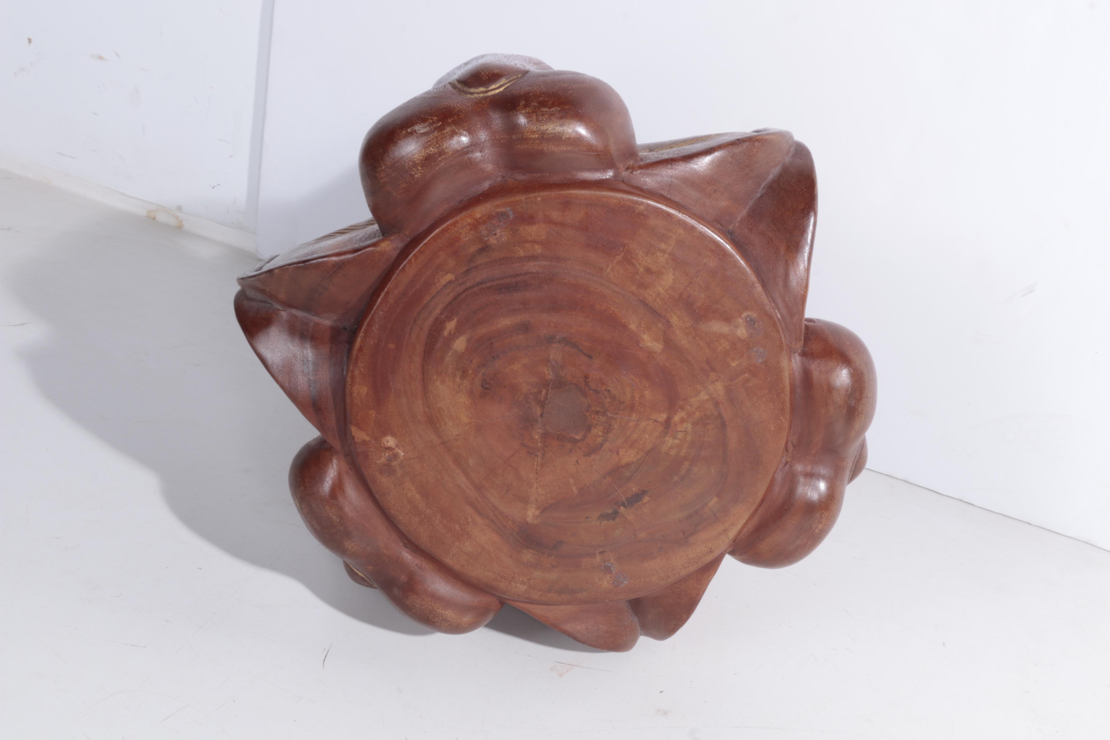 Carved Teak Elephant Side Table