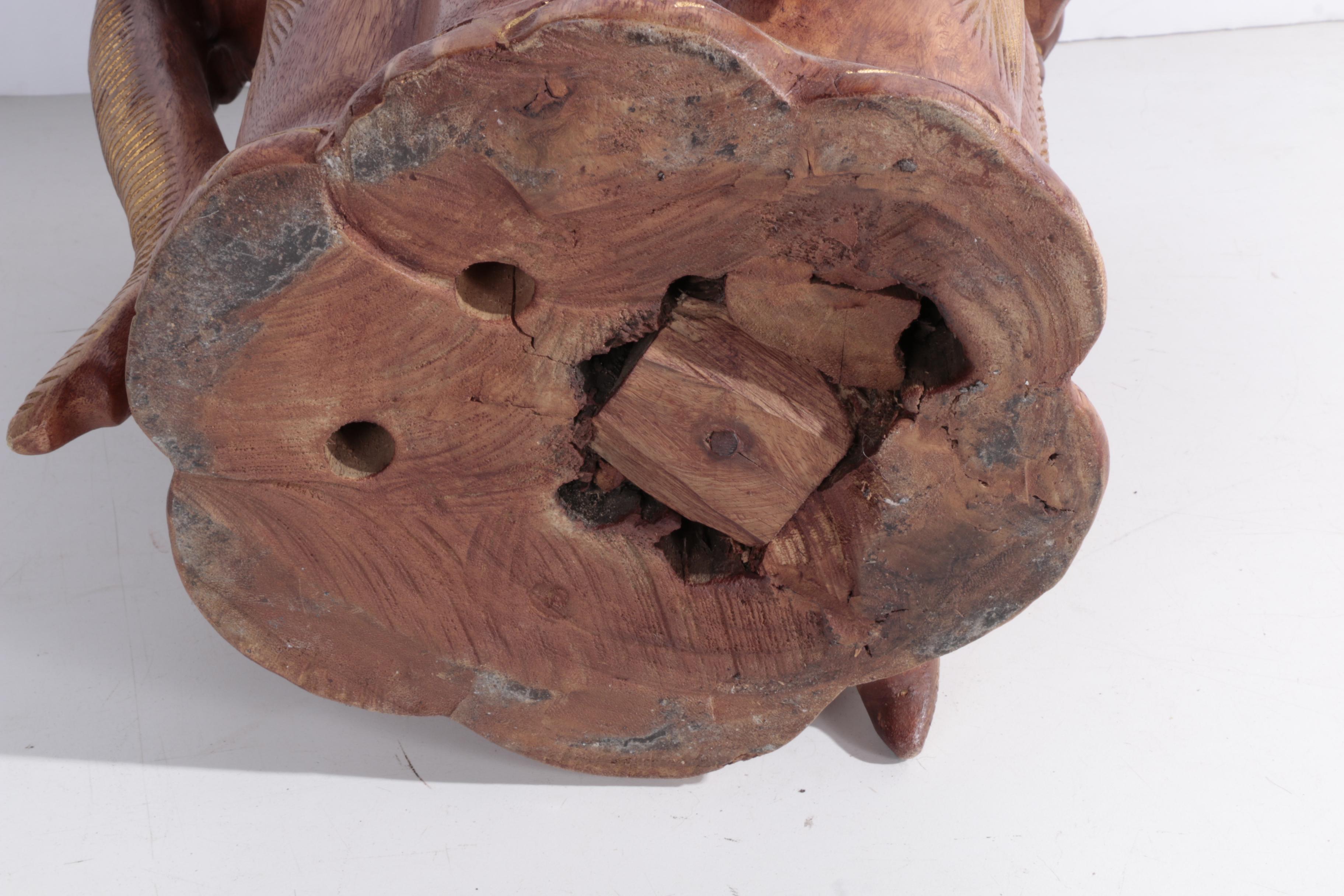 Carved Teak Elephant Side Table