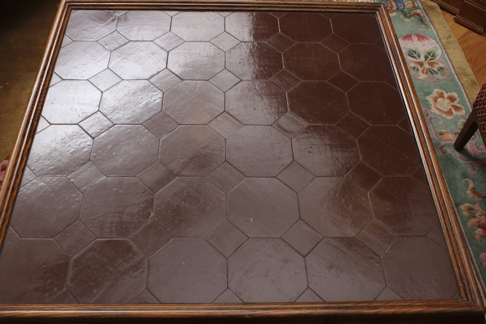 Vintage Wooden Coffee Table with Tile Top