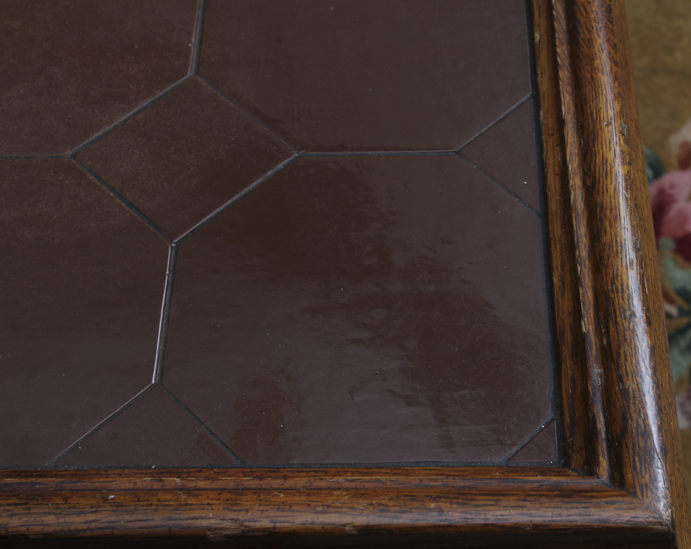 Vintage Wooden Coffee Table with Tile Top