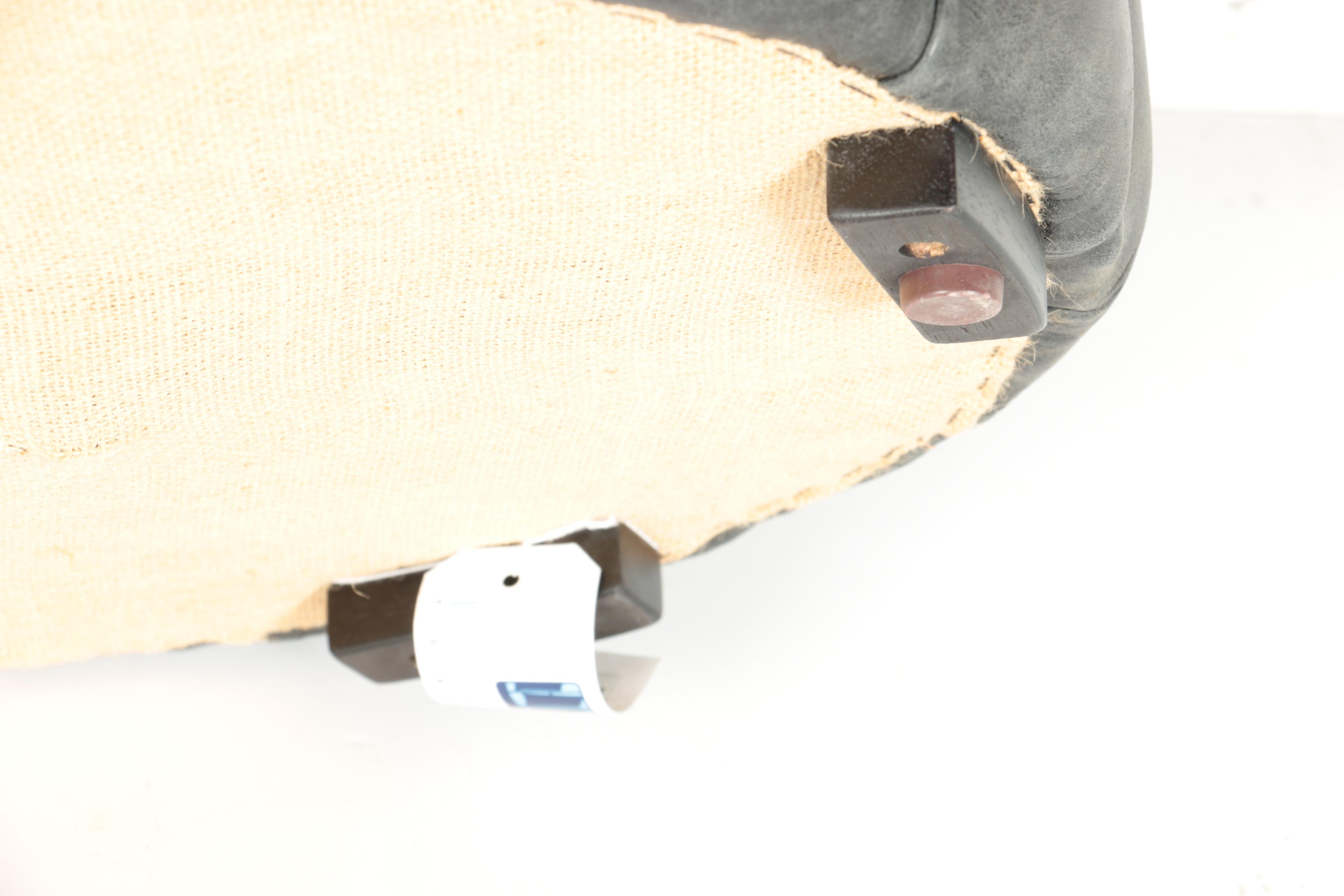 Round Black Leather Pouf