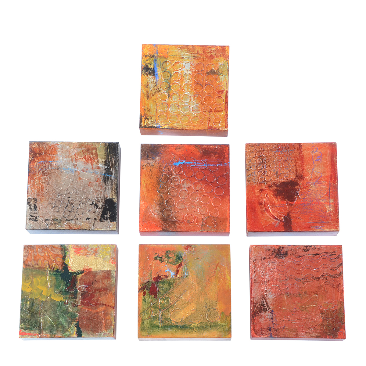 Series of Seven Nelle Ferrera Mixed Media Paintings