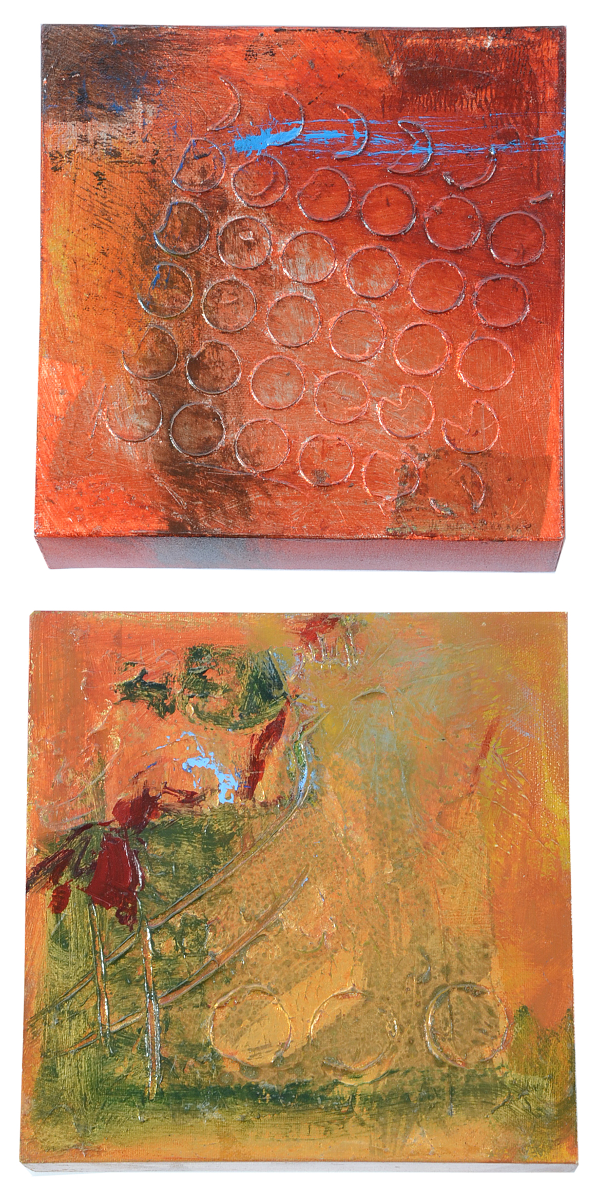 Series of Seven Nelle Ferrera Mixed Media Paintings