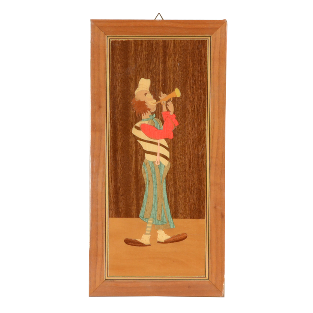 Notturno Intarsio Handmade Italian Marquetry Panel of a Clown
