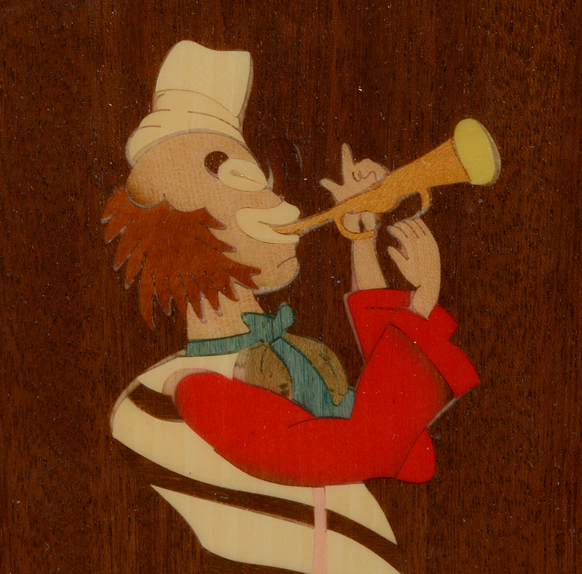 Notturno Intarsio Handmade Italian Marquetry Panel of a Clown