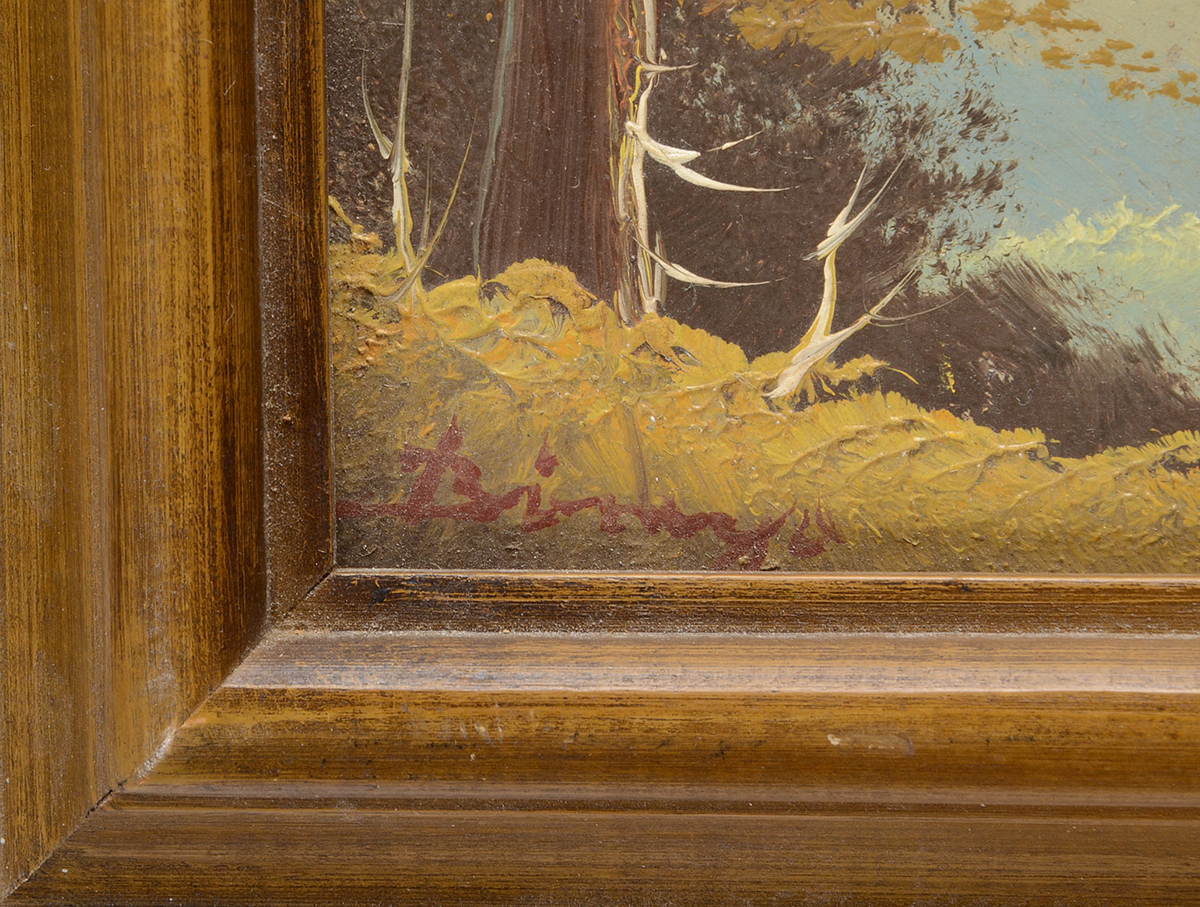 Original Vintage Oil on Board Mountain Landscape Painting