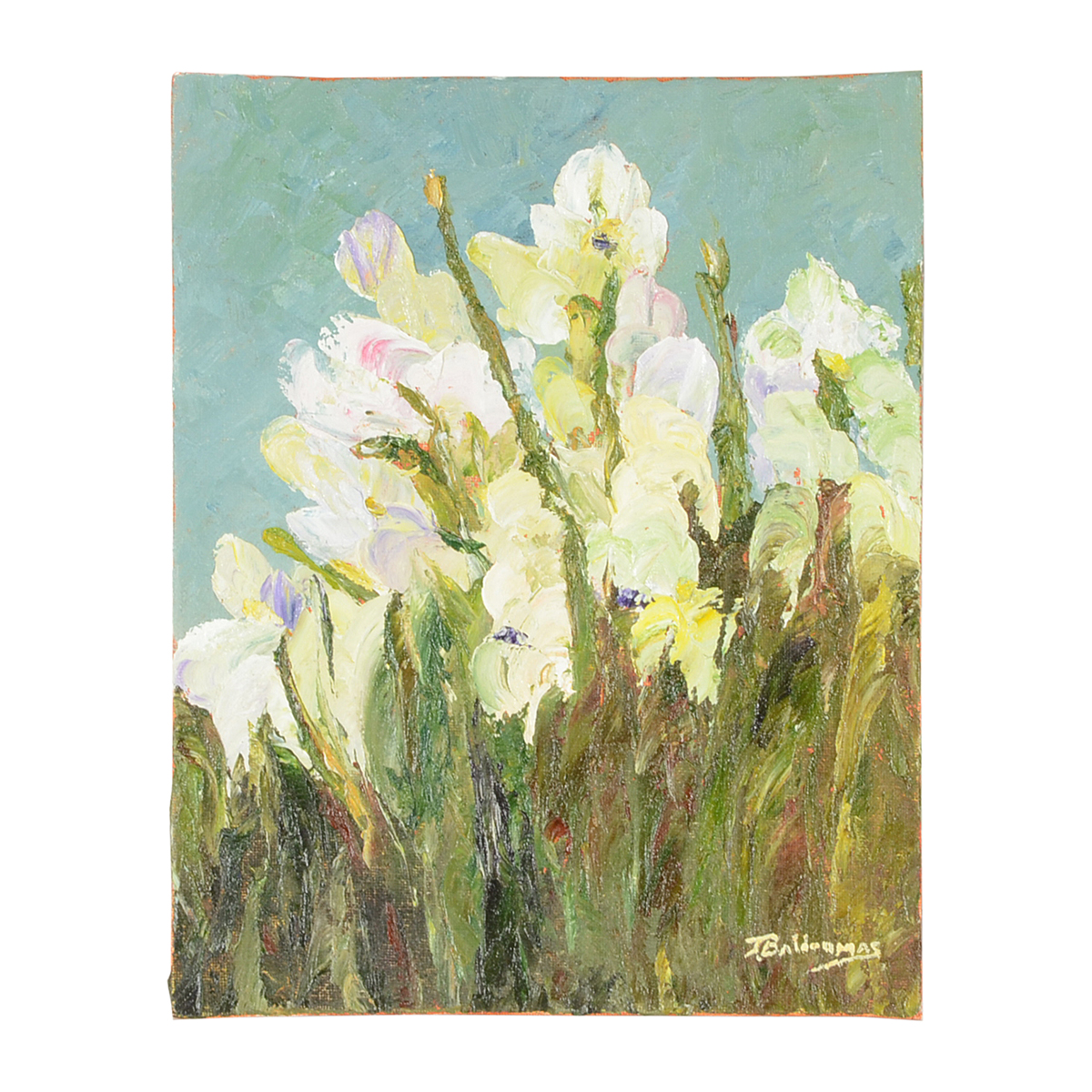 James Baldoumas Original Oil on Canvas Board "Irises"