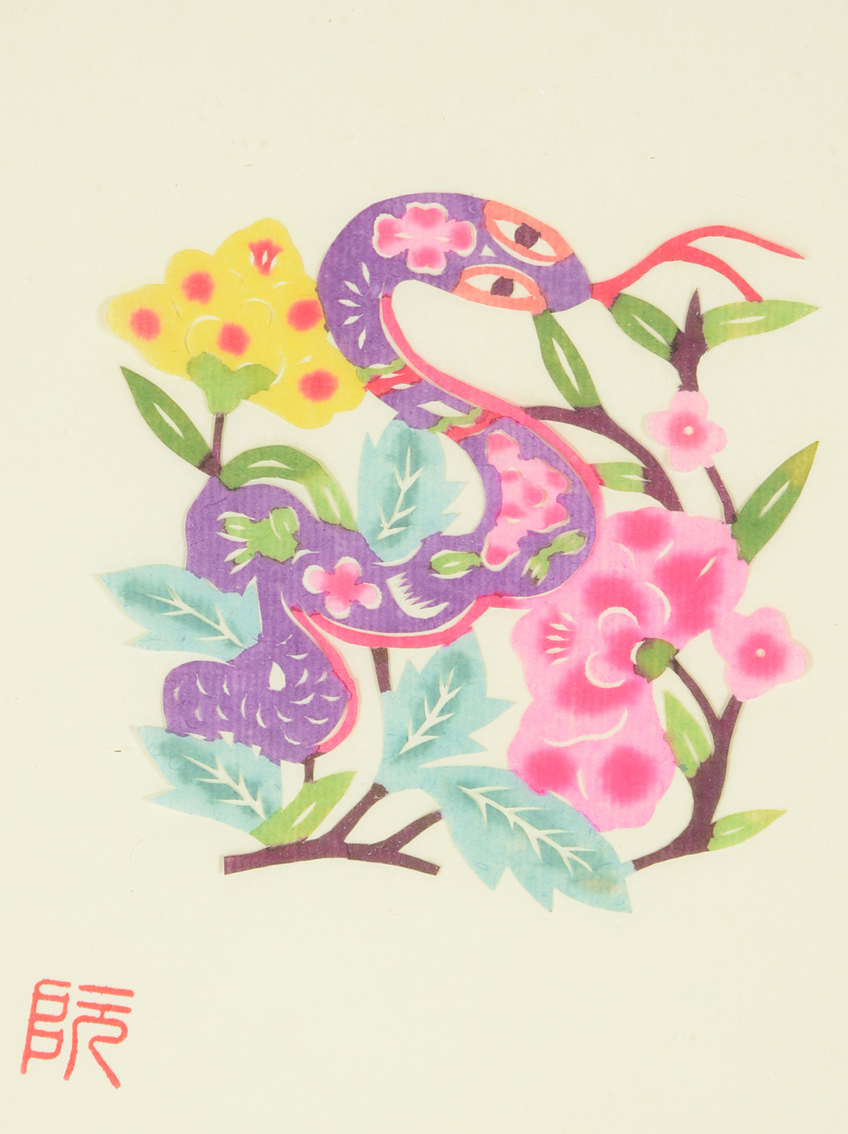 Pair of Contemporary Hand-Painted Chinese Paper-Cuts