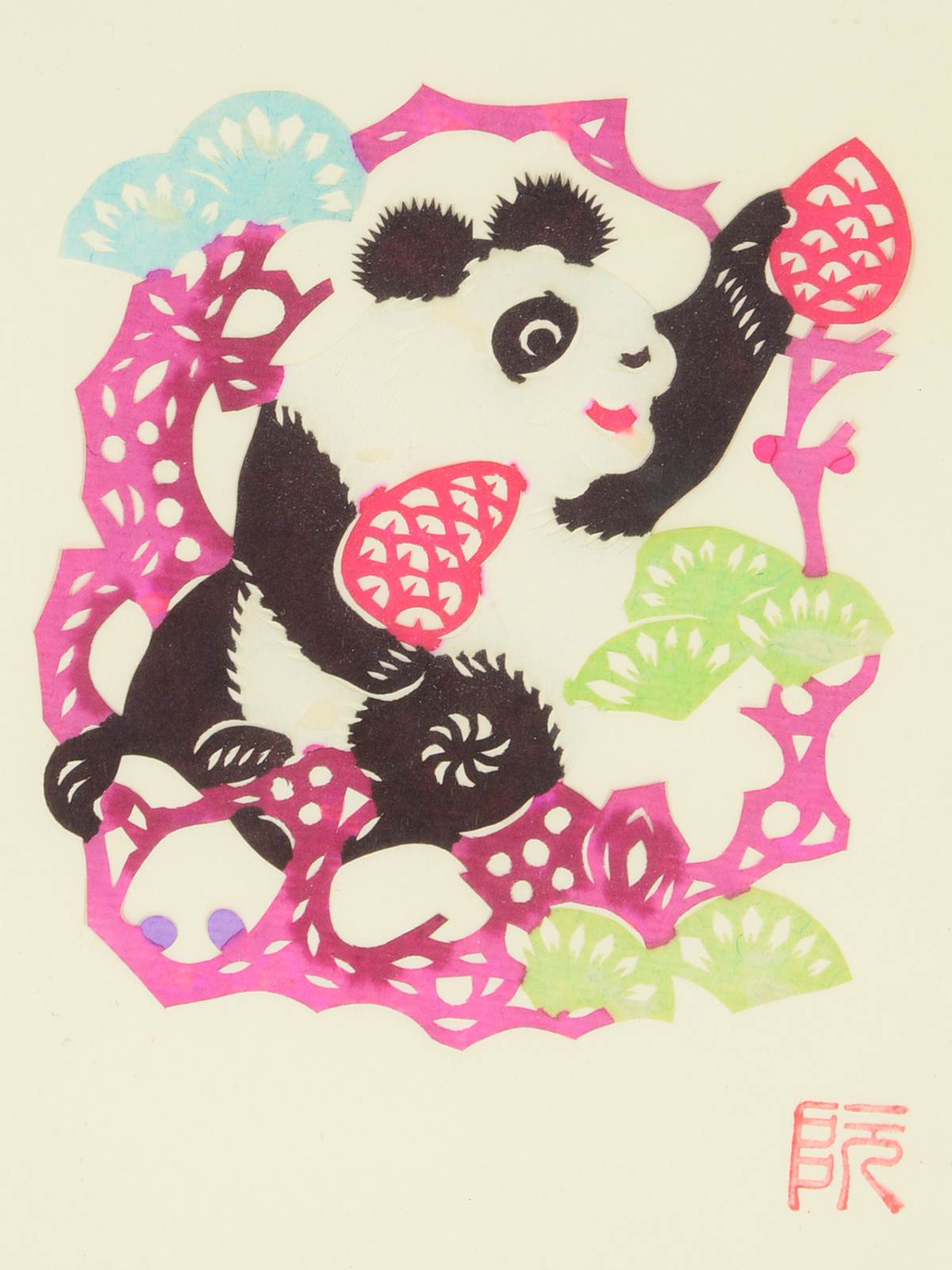 Pair of Contemporary Hand-Painted Chinese Paper-Cuts