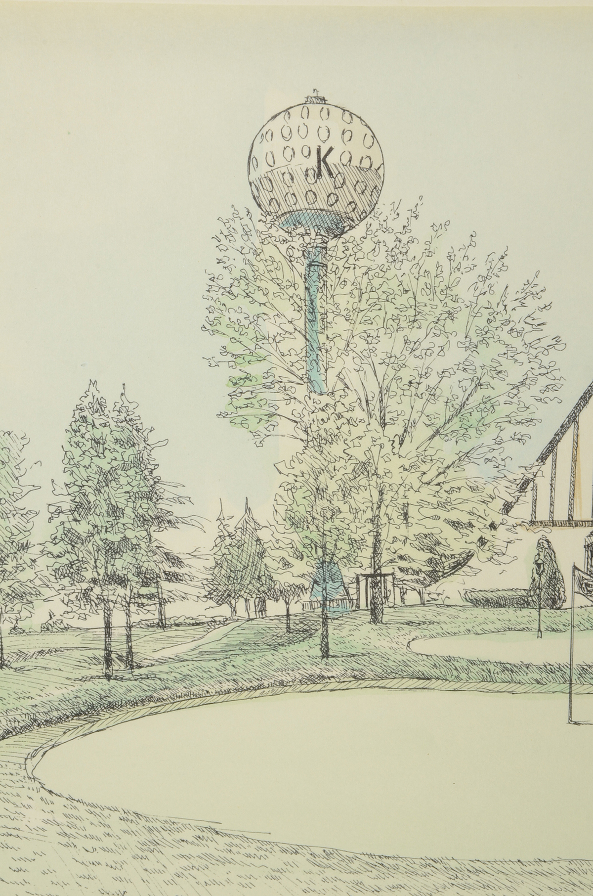 Paul Blackwell Signed Hand-Tinted Lithograph "Kenwood Country Club"