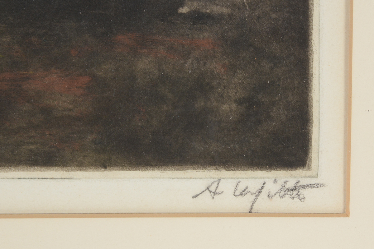 A. Lafitte Hand-Colored Etching with Aquatint "Bateaux Échaués"