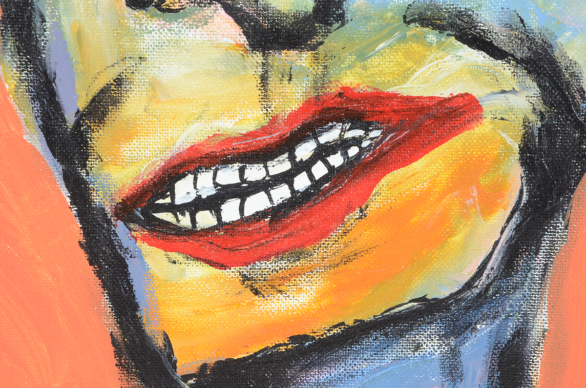 Jeff Hughart Original Acrylic on Canvas Outsider Art "Rearranged"