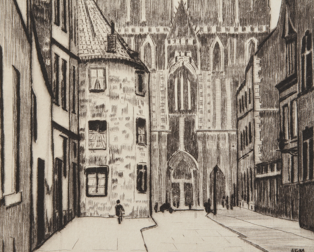 A. Graeme Mitchell Original Aquatint Drypoint Etching "Cologne"