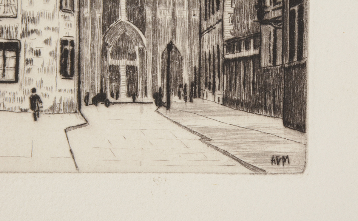 A. Graeme Mitchell Original Aquatint Drypoint Etching "Cologne"