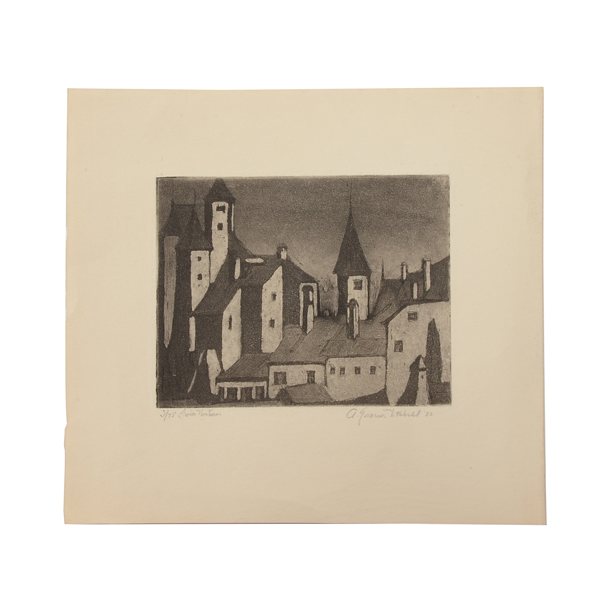 A. Graeme Mitchell Original Aquatint Etching "Swiss Nocturne"