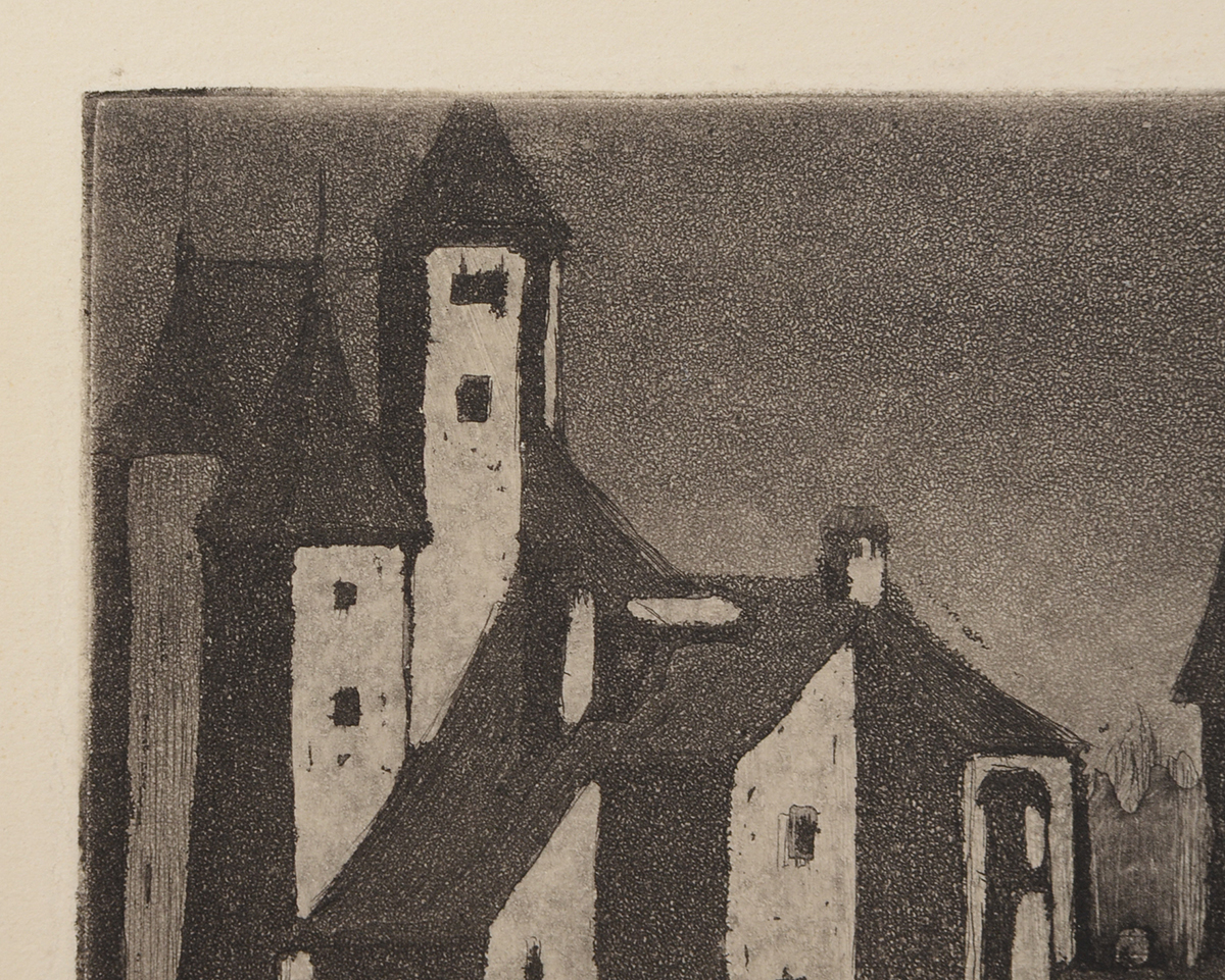 A. Graeme Mitchell Original Aquatint Etching "Swiss Nocturne"