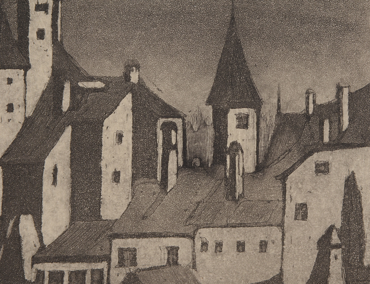 A. Graeme Mitchell Original Aquatint Etching "Swiss Nocturne"