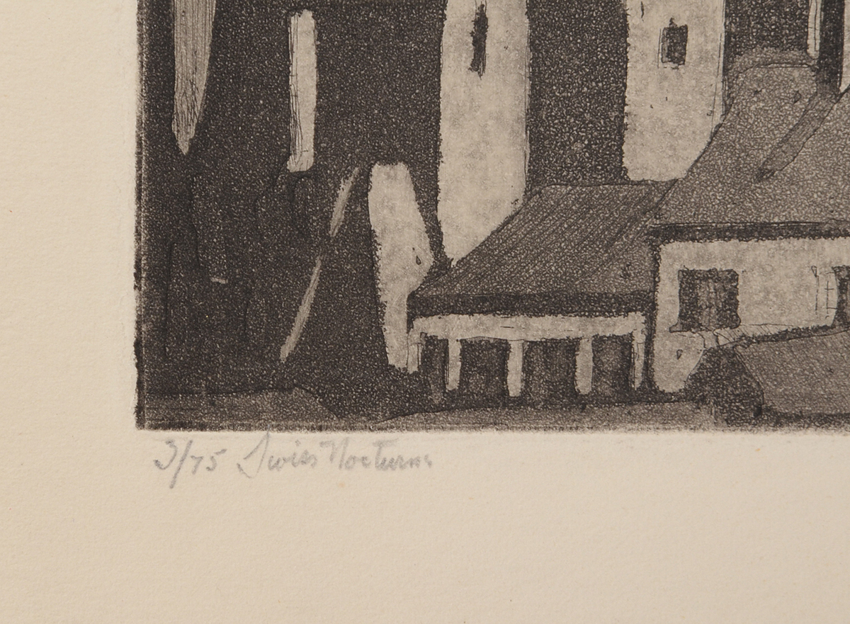 A. Graeme Mitchell Original Aquatint Etching "Swiss Nocturne"