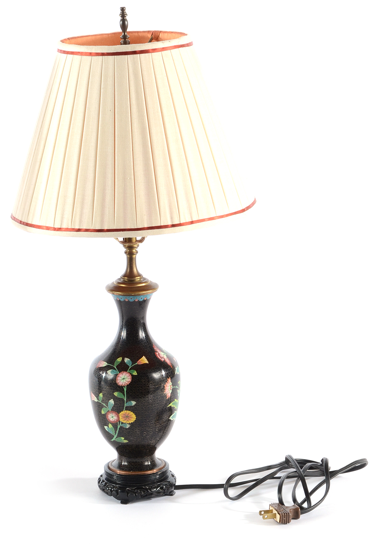 Chinese Black Cloisonné Table Lamps
