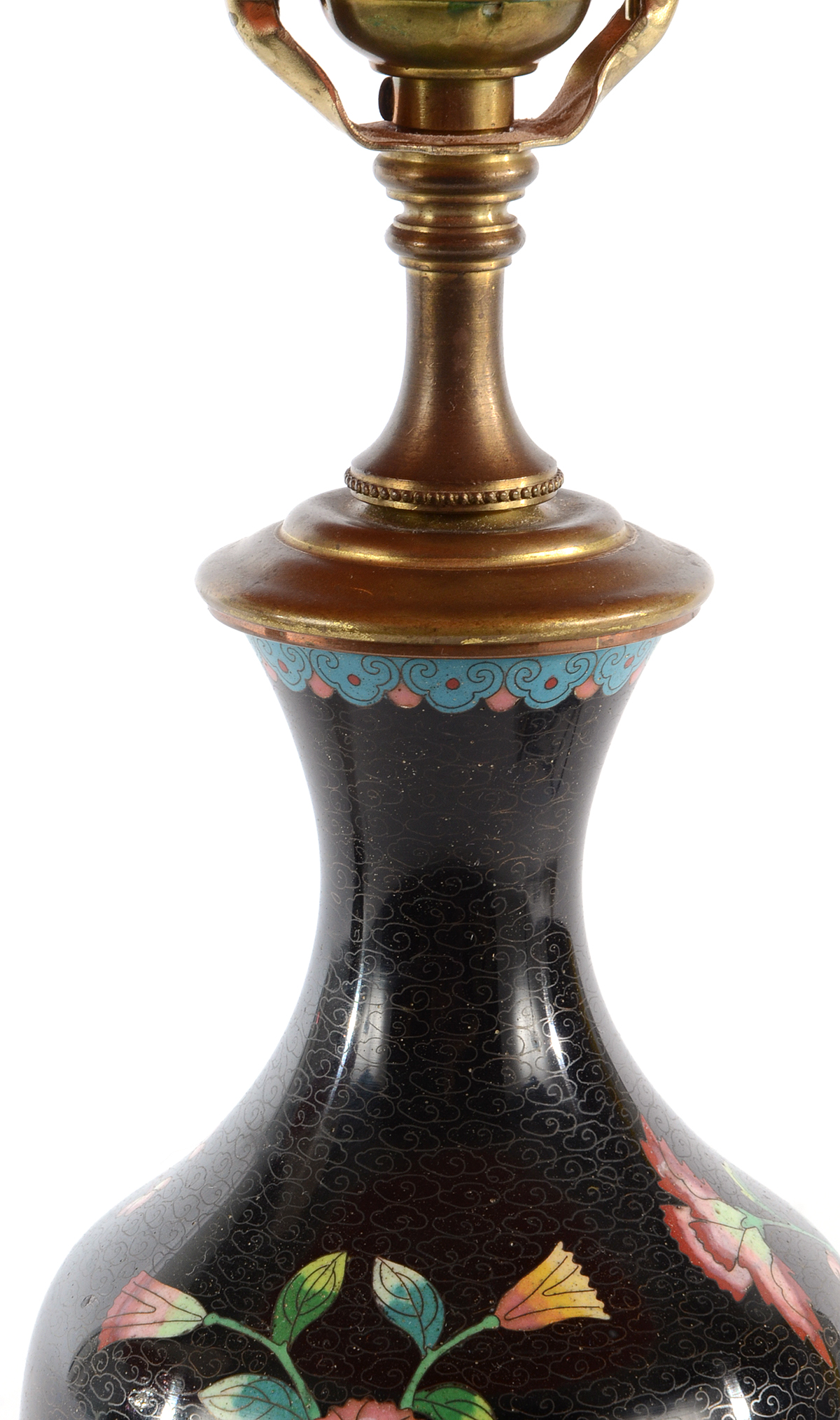 Chinese Black Cloisonné Table Lamps