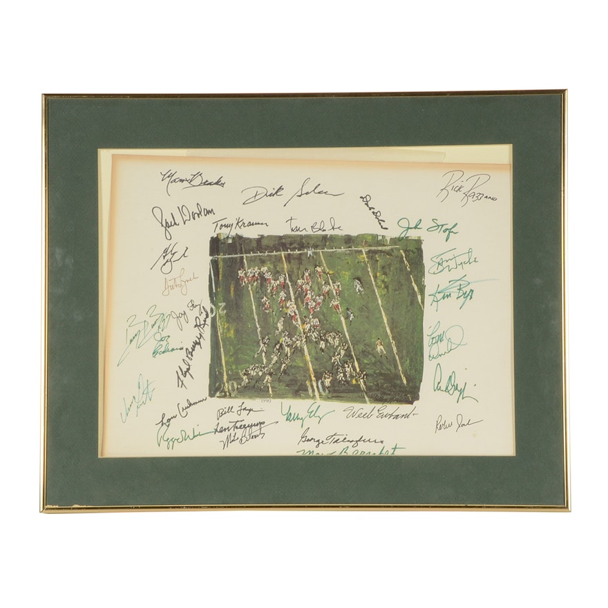 1990 LeRoy Neiman Signed Framed Football Print