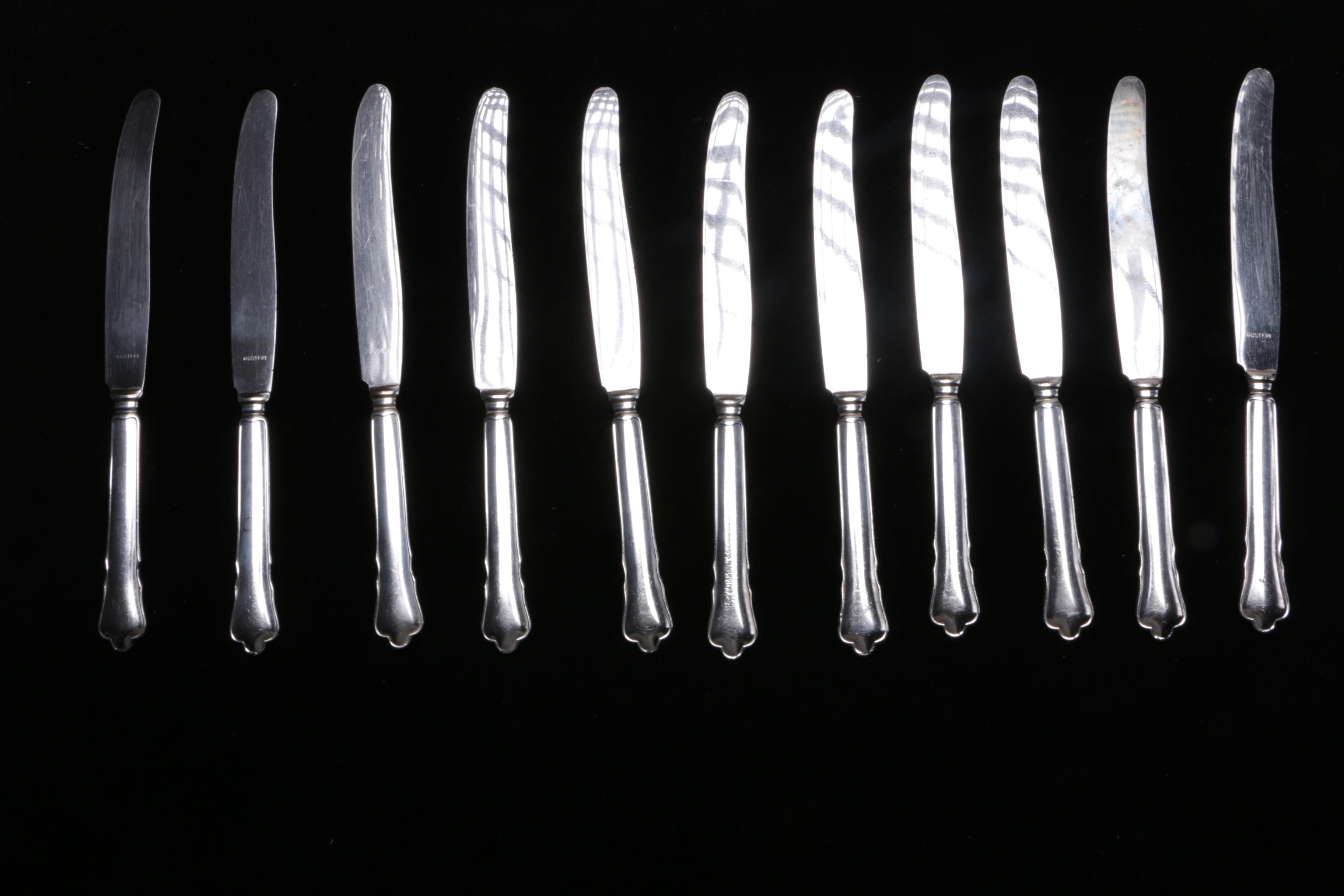 Swedish C. G. Hallberg Silver Plate Flatware in Case