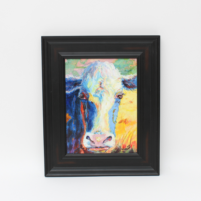 Elaine Schulstad Oil Painting "Blue Cow Pink"