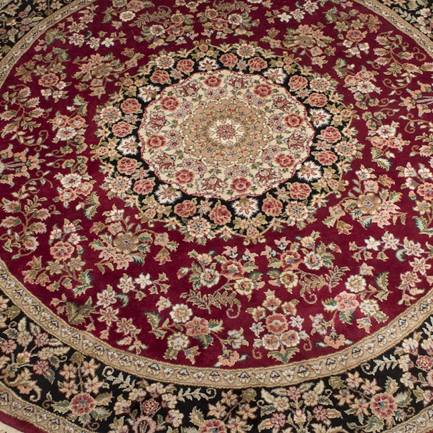 Hand-Knotted Indo-Persian Round Area Rug