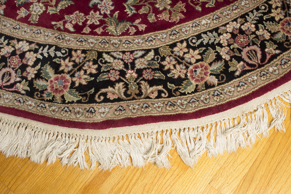 Hand-Knotted Indo-Persian Round Area Rug