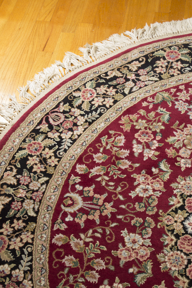 Hand-Knotted Indo-Persian Round Area Rug