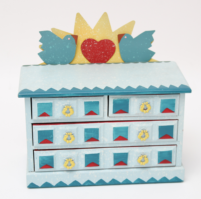 Miniature Folk-Decorated Chest With Four Drawers