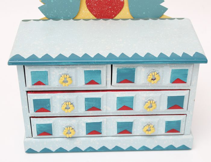 Miniature Folk-Decorated Chest With Four Drawers
