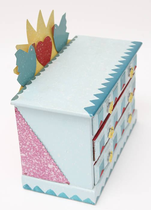 Miniature Folk-Decorated Chest With Four Drawers