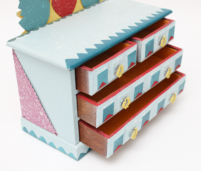 Miniature Folk-Decorated Chest With Four Drawers