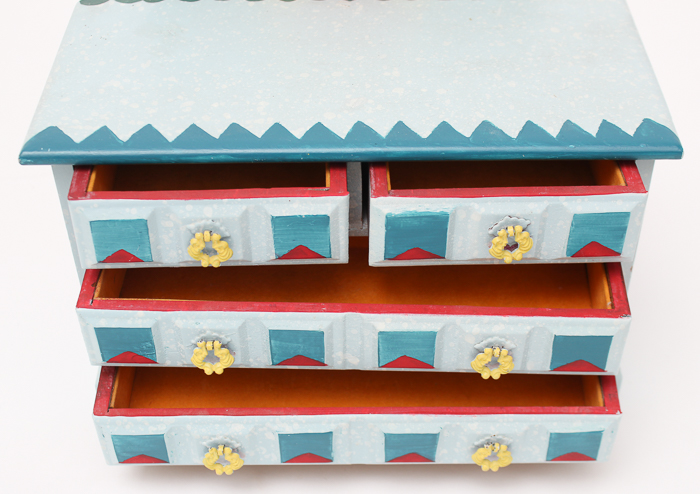 Miniature Folk-Decorated Chest With Four Drawers