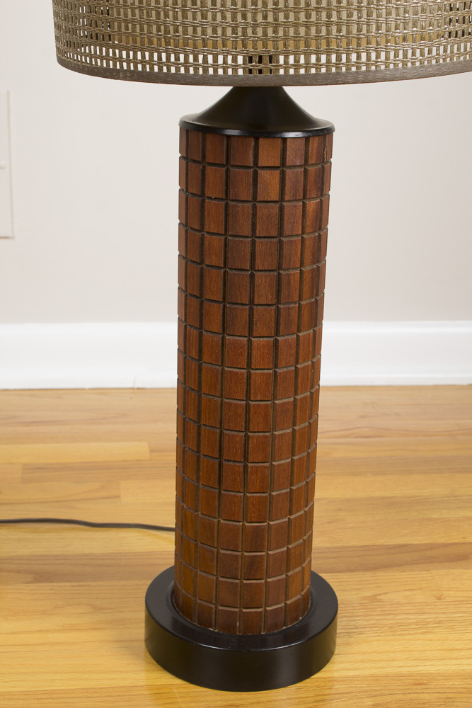 Mid-Century Woven and Wood Table Lamps