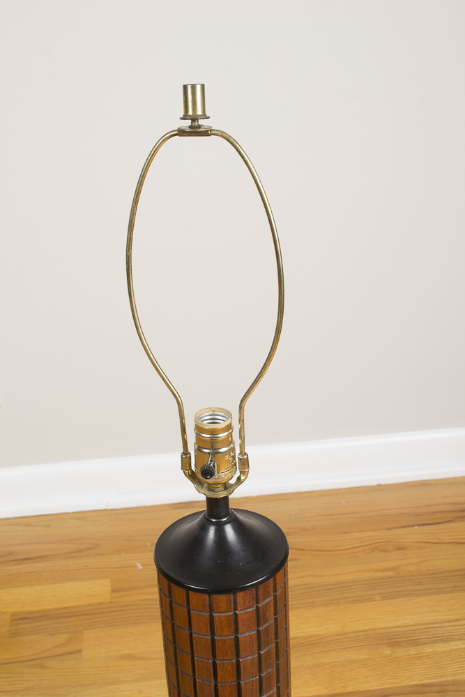 Mid-Century Woven and Wood Table Lamps