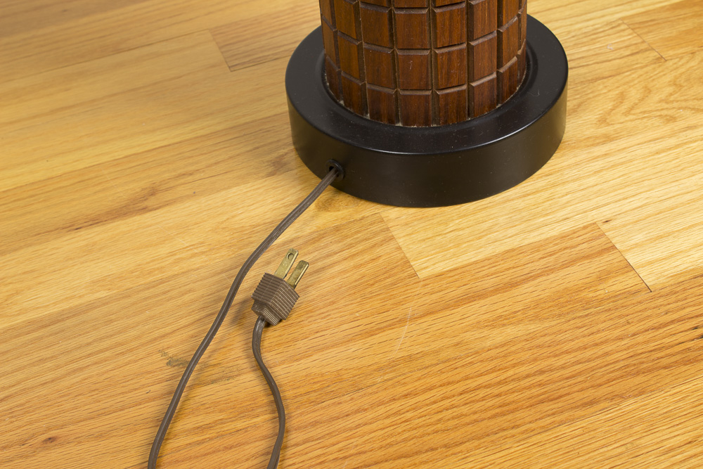 Mid-Century Woven and Wood Table Lamps