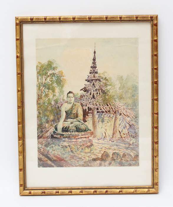 Kyaw Maung Watercolor Painting on Paper