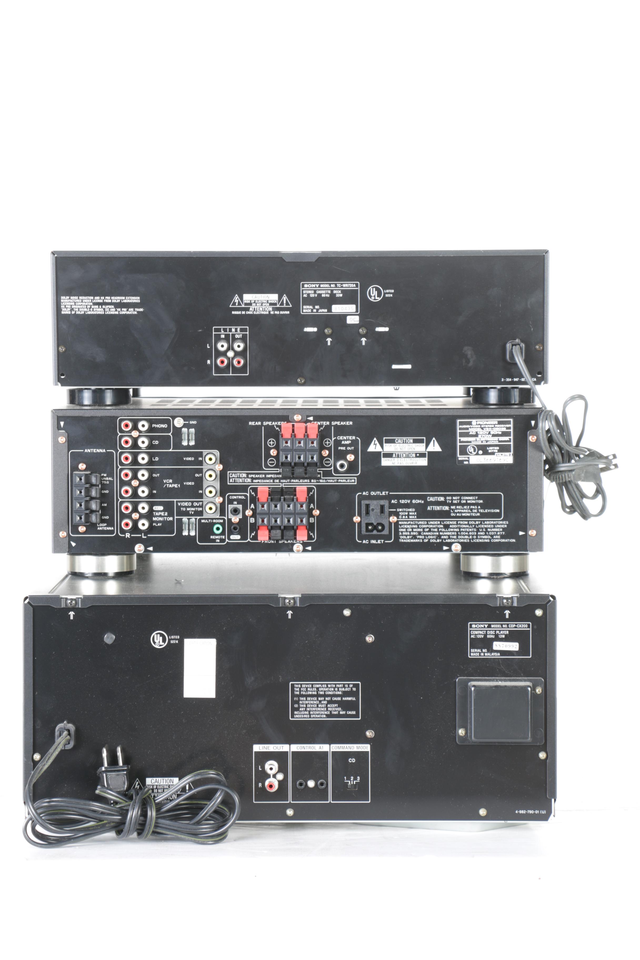 Sony and Pioneer Stereo Components