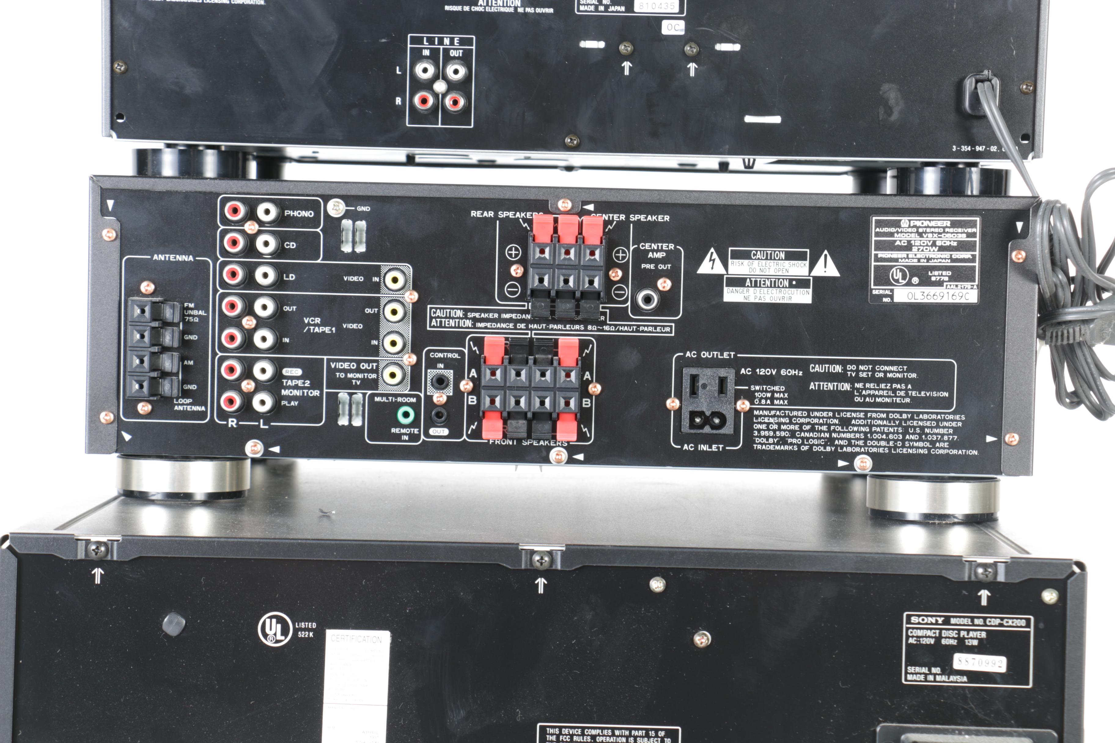 Sony and Pioneer Stereo Components
