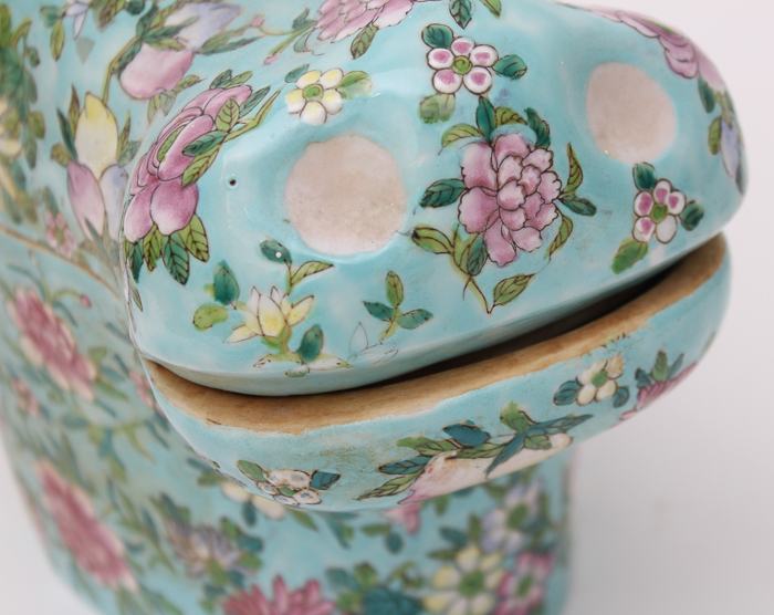 Vintage Lidded Zebu Head Vessel