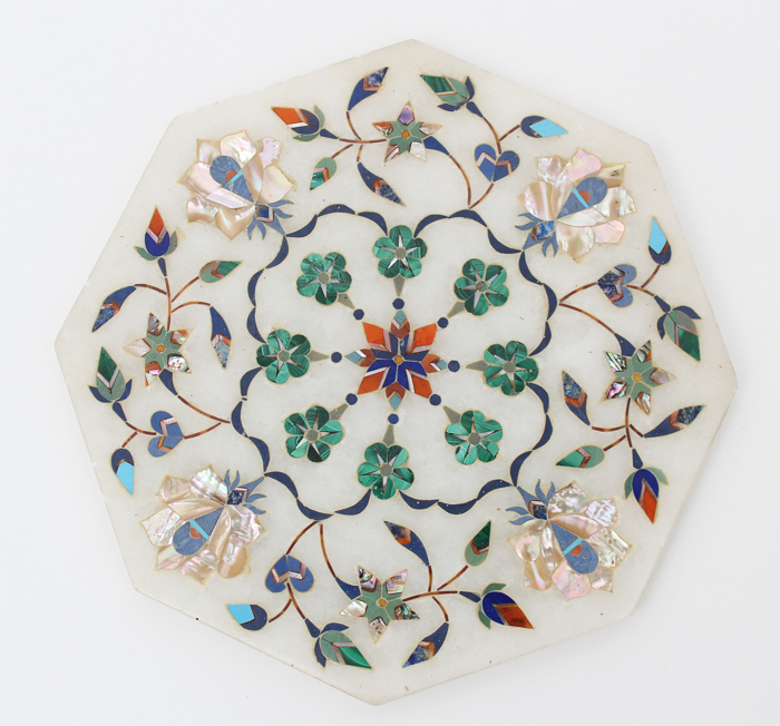 Vintage Stone Trinket Box with Floral Inlay