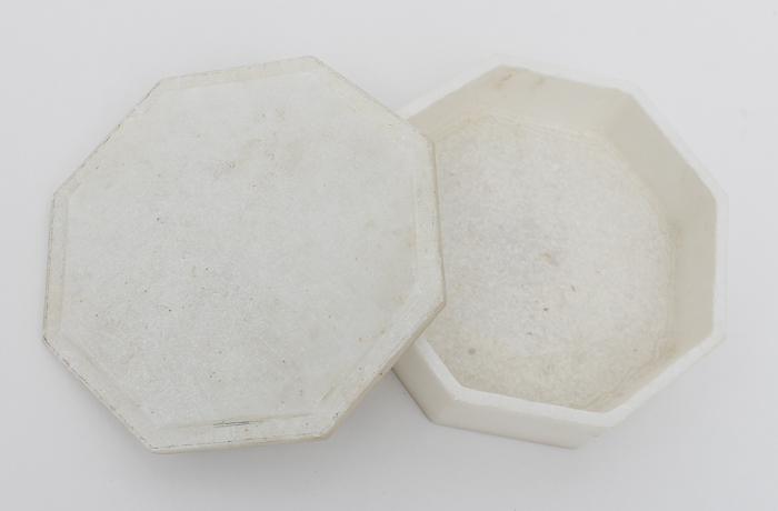 Vintage Stone Trinket Box with Floral Inlay